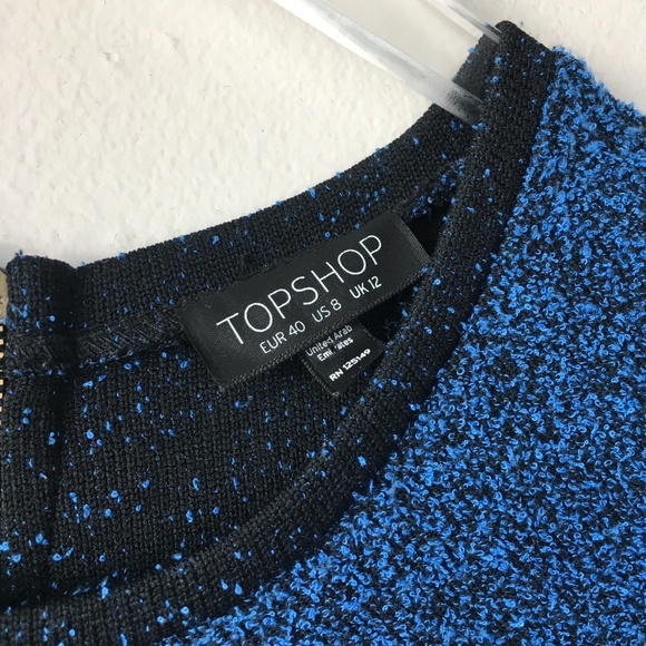 TOPSHOP Blue & Black Sweater Terry Texture Dress - Picture 5 of 8